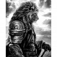 Картина по номерам Strateg ПРЕМИУМ Могучий лев с лаком 40х50 см (SY6755)