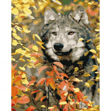 Картина по номерам Strateg ПРЕМИУМ Волк на охоте с лаком 40х50 см (SY6756)