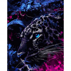 Картина по номерам Strateg ПРЕМИУМ Космический леопард с лаком 40х50 см (SY6759)