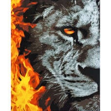 Картина по номерам Strateg ПРЕМИУМ Огненный тигр с лаком размером 40х50 см (SY6778)