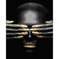 Картина за номерами Strateg ПРЕМІУМ Обличчя з лаком розміром 40х50 см (SY6789)