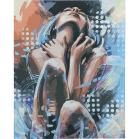 Картина за номерами Strateg ПРЕМІУМ Дівчина у трансі з лаком розміром 40х50 см (SY6817)