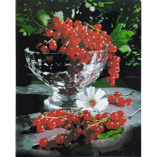 Картина по номерам Strateg ПРЕМИУМ Калиновая ваза с лаком размером 40х50 см (SY6854)