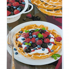 Картина за номерами Strateg ПРЕМІУМ Вафлі з ягодами з лаком розміром 40х50 см (SY6866)