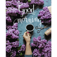 Картина по номерам Strateg ПРЕМИУМ Good Morning с сиренью с лаком размером 40х50 см (SY6869)