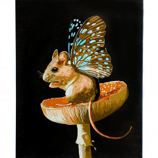 Картина по номерам Strateg ПРЕМИУМ Мышонок на грибочке с лаком размером 40х50 см (SY6873)