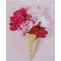 Картина за номерами Strateg ПРЕМІУМ Півонії в рожку з лаком розміром 40х50 см (SY6892)