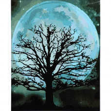 Картина по номерам Strateg ПРЕМИУМ Лунное дерево с лаком размером 40х50 см (SY6897)