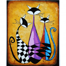 Картина по номерам Strateg ПРЕМИУМ Три котика с лаком размером 40х50 см (SY6919)