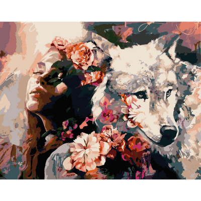 Картина по номерам Девушка и волк 40х50 см VA-0051