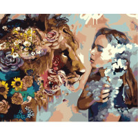 Картина за номерами Дівчина та лев 40х50 см VA-0054
