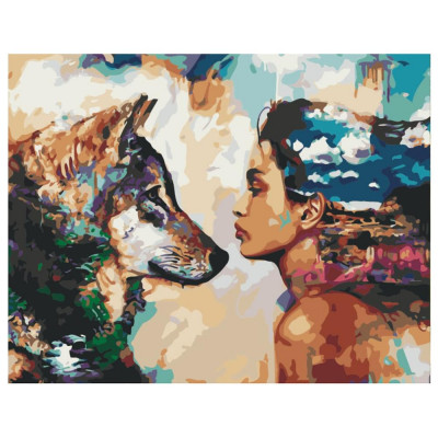 Картина за номерами Поп-арт: Дівчина та вовк 40х50 см VA-0064