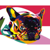 Картина за номерами Кольоровий французький бульдог Strateg з лаком розміром 40х50 см (VA-0148)