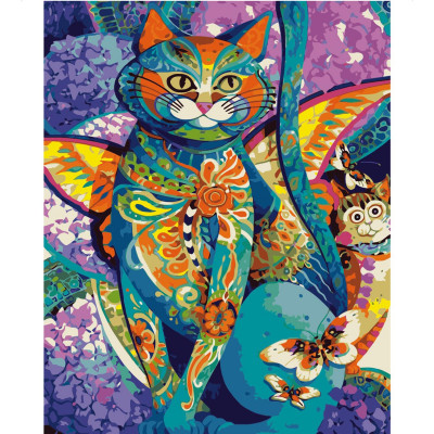 Картина за номерами Кіт із кольорових мотивів 40х50 см VA-0153
