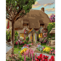 Картина за номерами Вечір на дачі Strateg з лаком розміром 40х50 см (VA-0221)