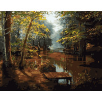 Картина за номерами Берег річки Strateg з лаком розміром 40х50 см (VA-0287)