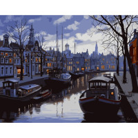 Картина за номерами Зимове місто Strateg з лаком розміром 40х50 см (VA-0304)