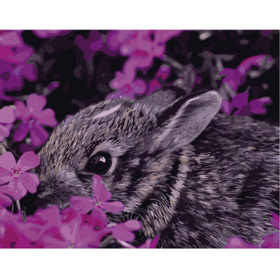 Картина по номерам Кролик в цветах 40х50 см VA-0449