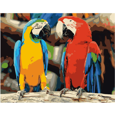 Картина по номерам Яркая пара попугаев 40х50 см VA-0480