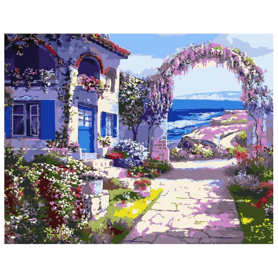 Картина по номерам Домик с цветами 40х50 см VA-0481