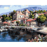 Картина за номерами Морське містечко Strateg з лаком розміром 40х50 см (VA-0485)