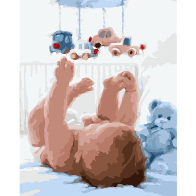 Картина по номерам Младенец с подвесными игрушками 40х50 см VA-0886