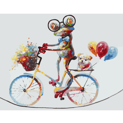 Картина за номерами Яскраве жабеня на велосипеді 40х50 см VA-1040