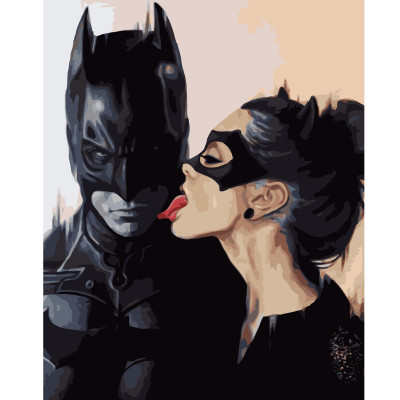 Картина за номерами Бетмен із жінкою-кішкою 40х50 см VA-1141