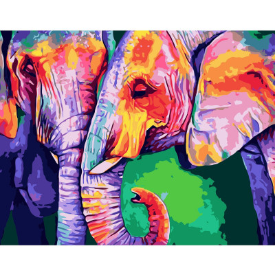 Картина за номерами Різнокольорові слони 40х50 см VA-1148