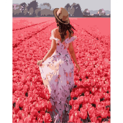 Картина по номерам Девушка в поле цветов 40х50 см VA-1224