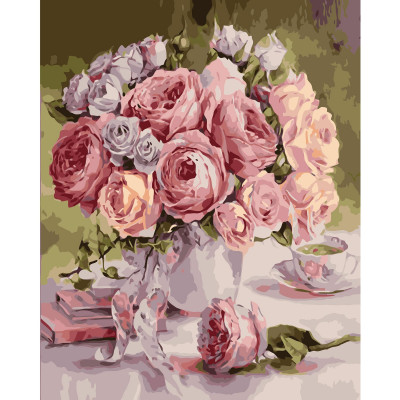 Картина за номерами Вінтажний букет троянд 40х50 см VA-1242