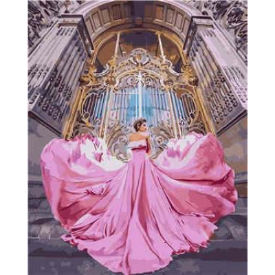 Картина по номерам Розовое платье розміром 40х50 см VA-1363