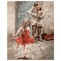 Картина по номерам Девочка и скрипач 40х50 см VA-1413