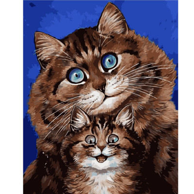 Картина по номерам Кошка с веселым котенком 40х50 см VA-1425