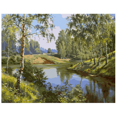 Картина за номерами Річка у весняному лісі 40х50 см VA-1528