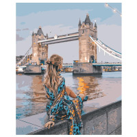 Картина по номерам Девушка на фоне Тауэрского моста 40х50 см VA-1539