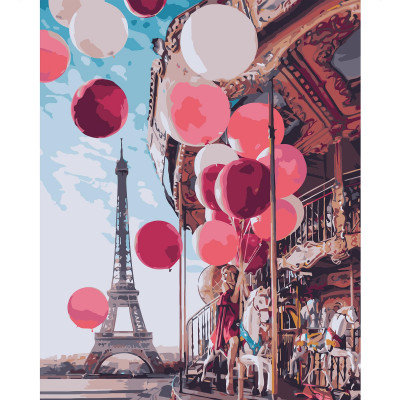 Картина по номерам Девушка с шарами в Париже 40х50 см VA-1553