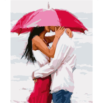 Картина за номерами Поцілунок під парасолькою 40х50 см VA-1575