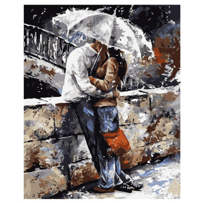 Картина по номерам Поцелуй под зонтиком 40х50 см VA-1589