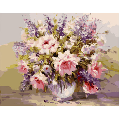 Картина за номерами Акварельний букет квітів 40х50 см VA-1602