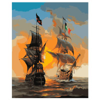 Картина за номерами Зустріч кораблів на заході сонця 40х50 см VA-1625