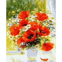 Картина по номерам Букет полевых цветов на подоконнике 40х50 см VA-1628