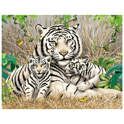 Картина за номерами Сім'я бенгальських тигрів 40х50 см VA-1705