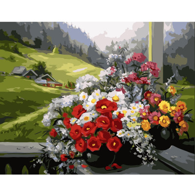 Картина по номерам Букет цветов на фоне поляны 40х50 см VA-1729