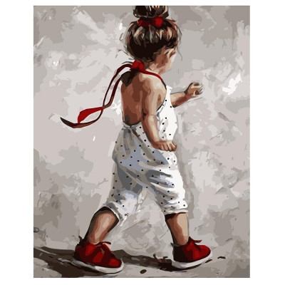 Картина по номерам Девочка в красных ботиночках 40х50 см VA-1730