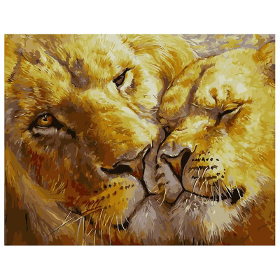 Картина по номерам Влюбленные львы 40х50 см VA-1766