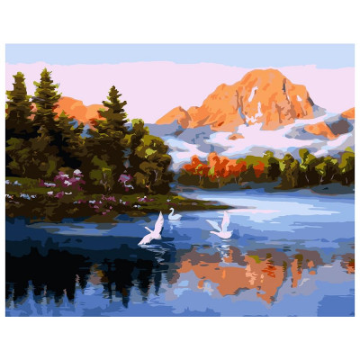 Картина по номерам Лебеди на горном озере 40х50 см VA-1772