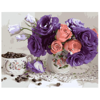 Картина за номерами Натюрморт з еустомою 40х50 см VA-1828