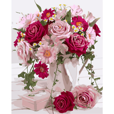 Картина за номерами Букет квітів у рожевих тонах 40х50 см VA-1845