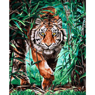 Картина за номерами Тигр у листі 40х50 см VA-1899